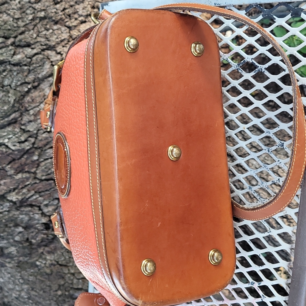 Vintage Dooney & Bourke AWL Coral Orange Norfolk Satchel - Picture 13 of 16
